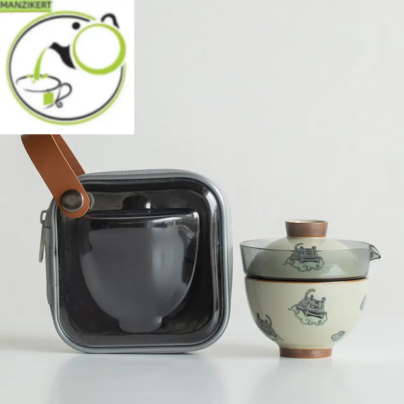 

Portable Ceramic Tea Pot and Cup Set Boutique Tea Set Chinese Handmade Travel Teaware Gaiwan Custom Drinkware A Pot and A Cup