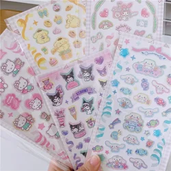 Sanrio adesivo impermeável, Kuromi Melody, Hello Kitty, Cinnamoroll, Ledger, decorativo, 5pcs