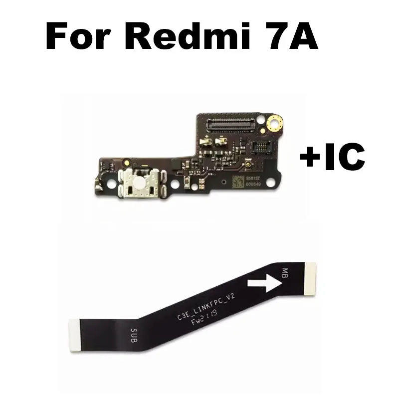 For Xiaomi Redmi 7A Mian Mother Motherboa + USB Charging Dock Port Mic Microphone Connector Board Flex Cable Replacement