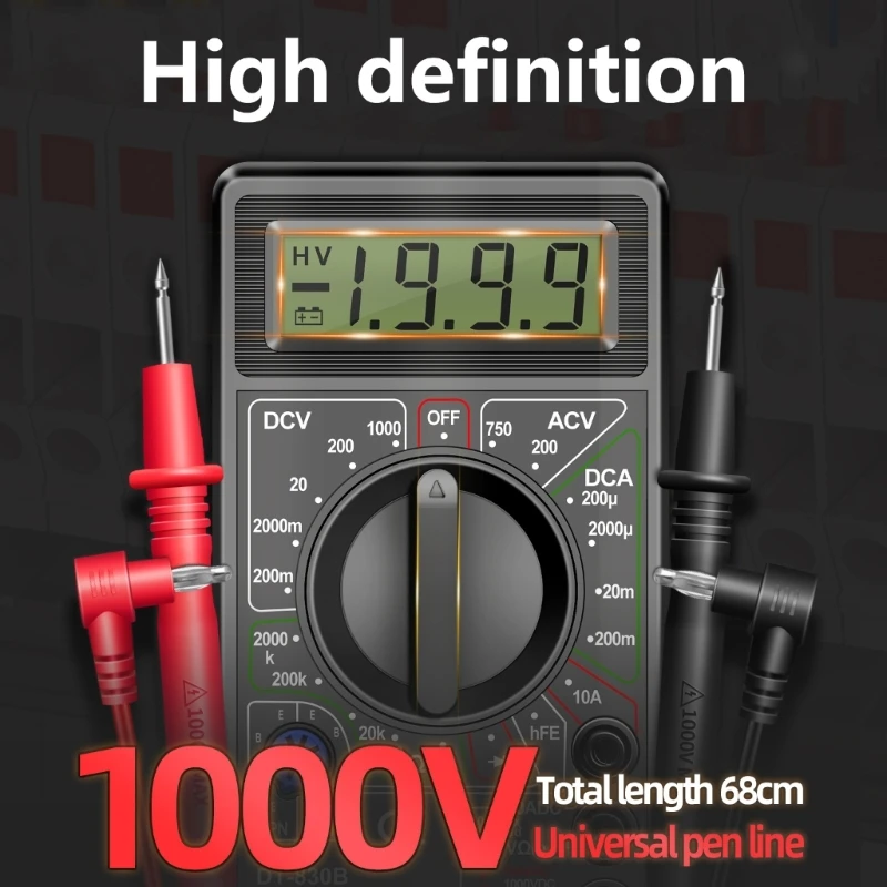 DT-830B Multimeter LCD Auto Range Digital Voltmeter Ohmmeter Volt Tester