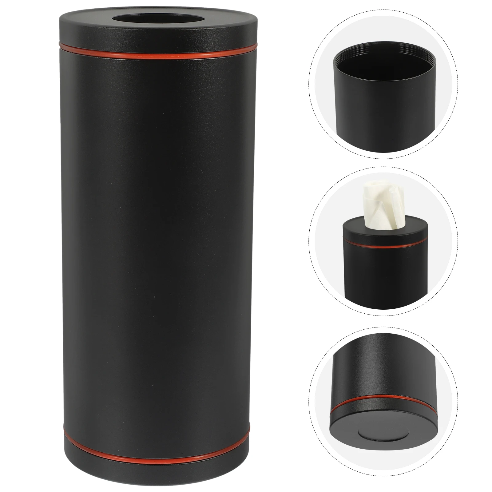 

1pc Car Tissue Tube Cylinder Box Refillable Round Black Travel Toilet Paper Dispenser Aluminum Alloy Water Dust