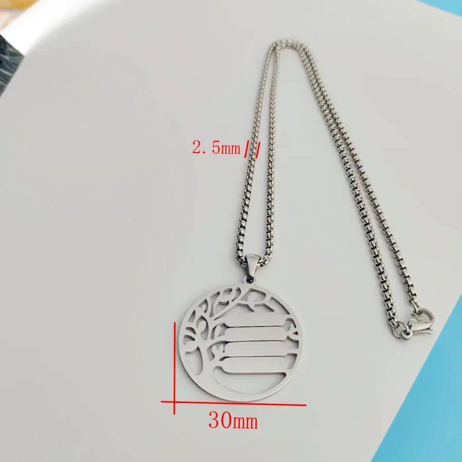 10 pcs of 304 stainless steel life tree circular pendant necklace DIY custom family members Christmas fashion accessories