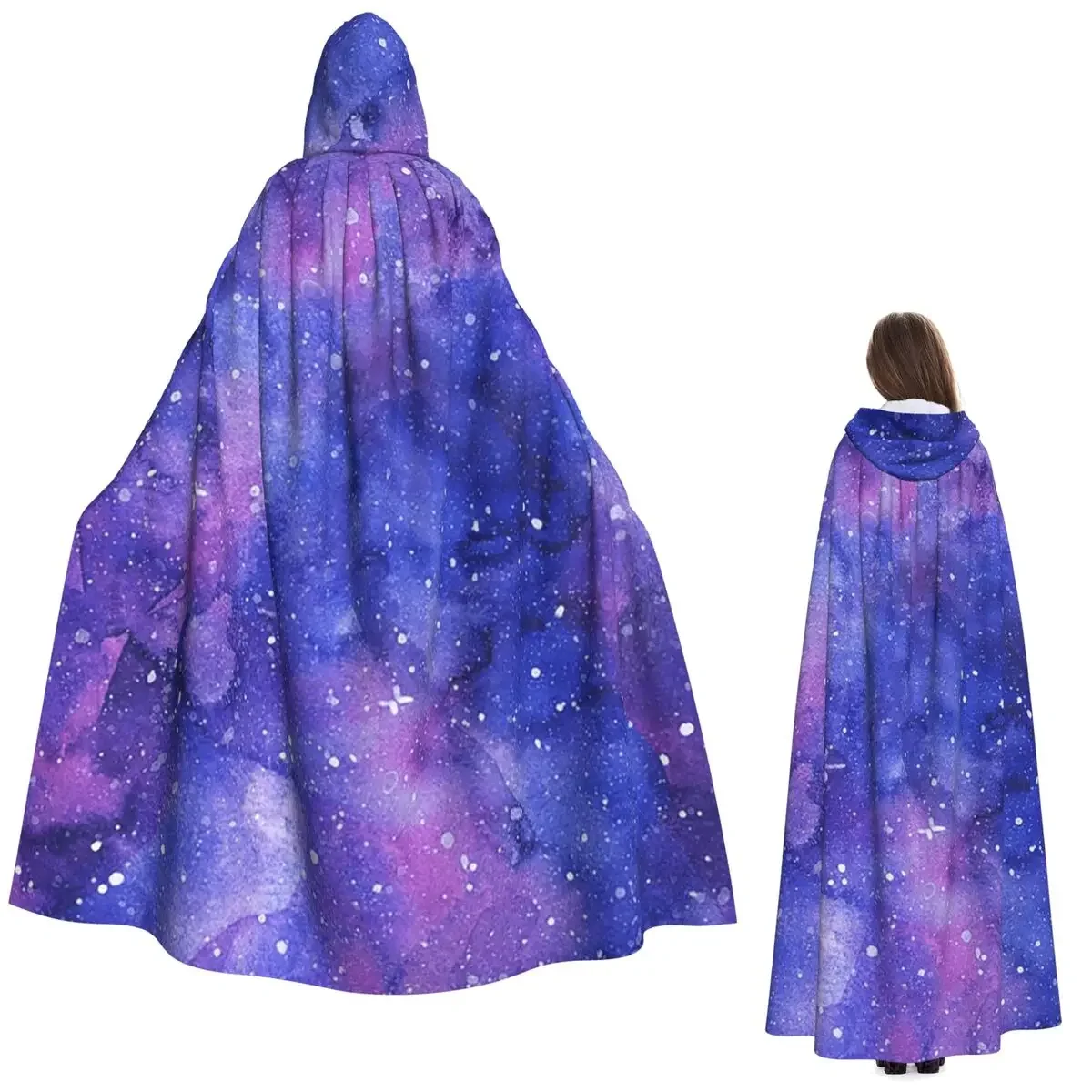 Custom Space Galaxy Constellation Long Hooded Cloak Witch Medieval Costume Cosplay Cape HalloweenParty Adult Unisex