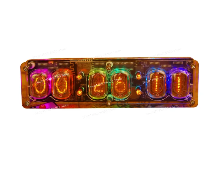 IN12 レトログローチューブクロック、デスクトップ雰囲気ライト、自動時間調整、RGBバックライト。 誕生日プレゼント