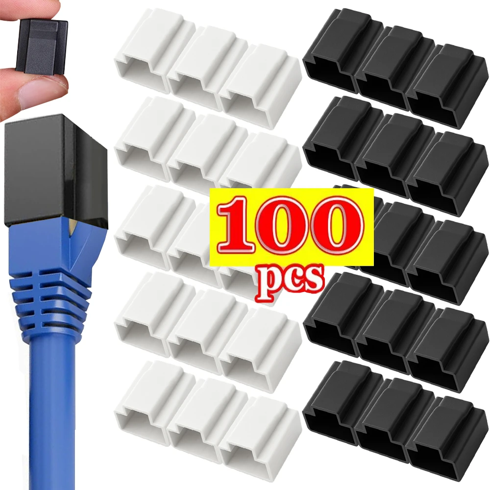 

10-100 шт. разъемы RJ45, пылезащитный чехол для кабеля Ethernet, защитный чехол для RJ45, сквозной разъем, сеть Cat6 Cat7