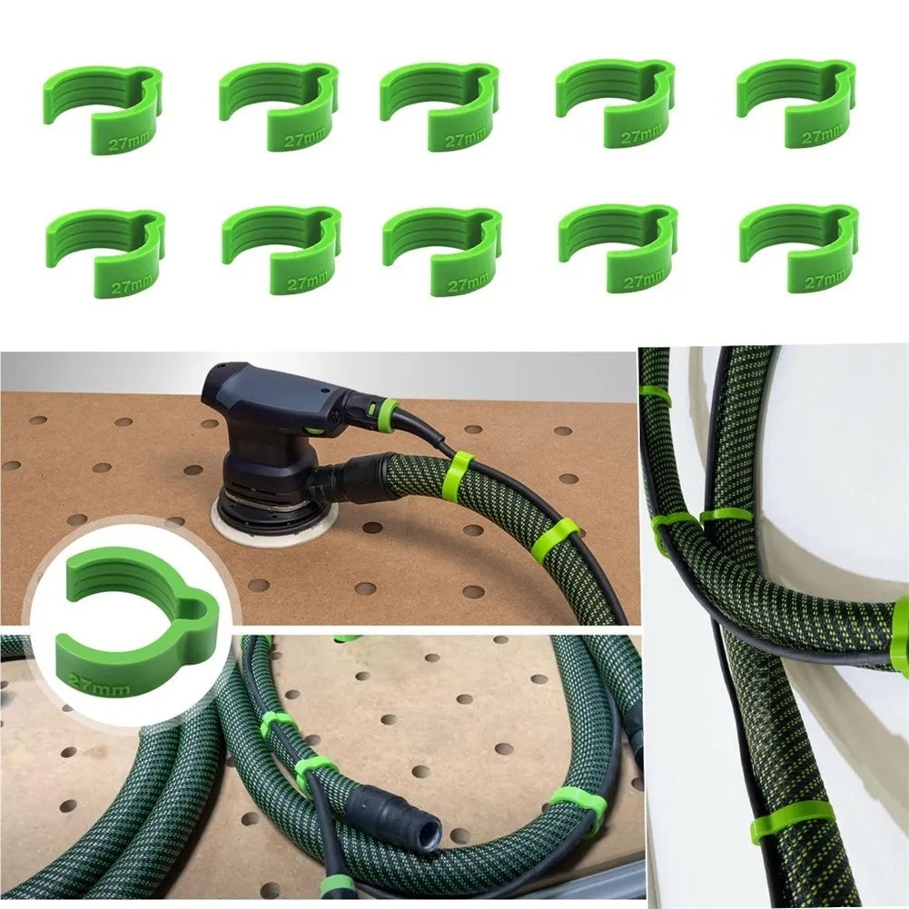 10Pcs 27mm Plastic Cable Management Clips Flexible Vacuum Hose Wire Organizer Clamps For Dust Extraction Tube Cord Fixing