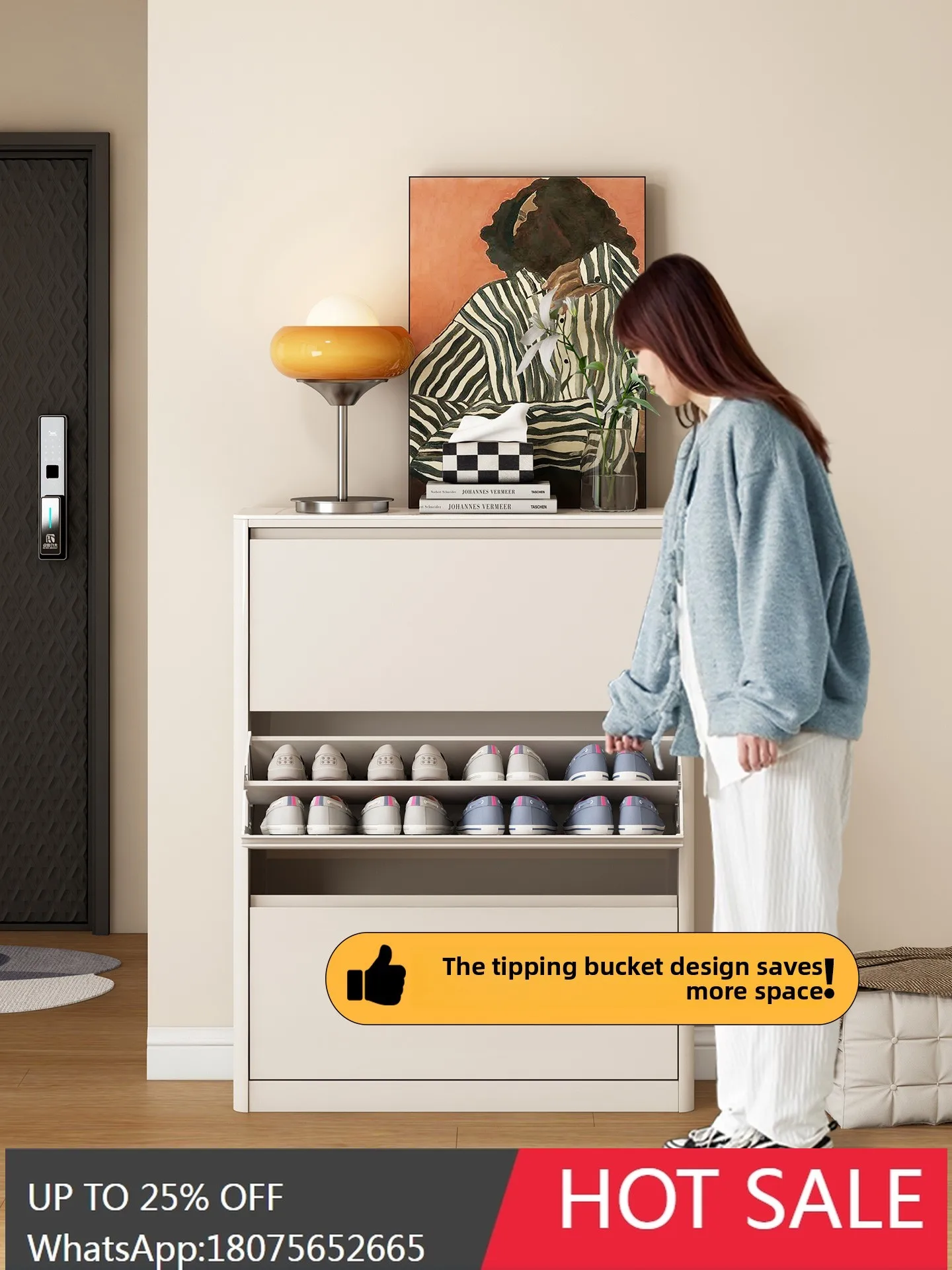 MJY Home Entry-Level Ultra-Thin Shoe Cabinet Entryway Storage Multi-Layer Extra Large Integrated Wall-Mounted