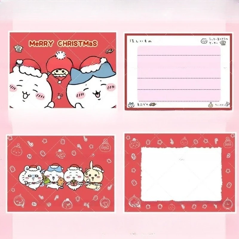 Kawaii Chiikawa Christmas Greeting Card Bless Leave A Message Postcard Festival Take A Picture Background Gift Decorative Card