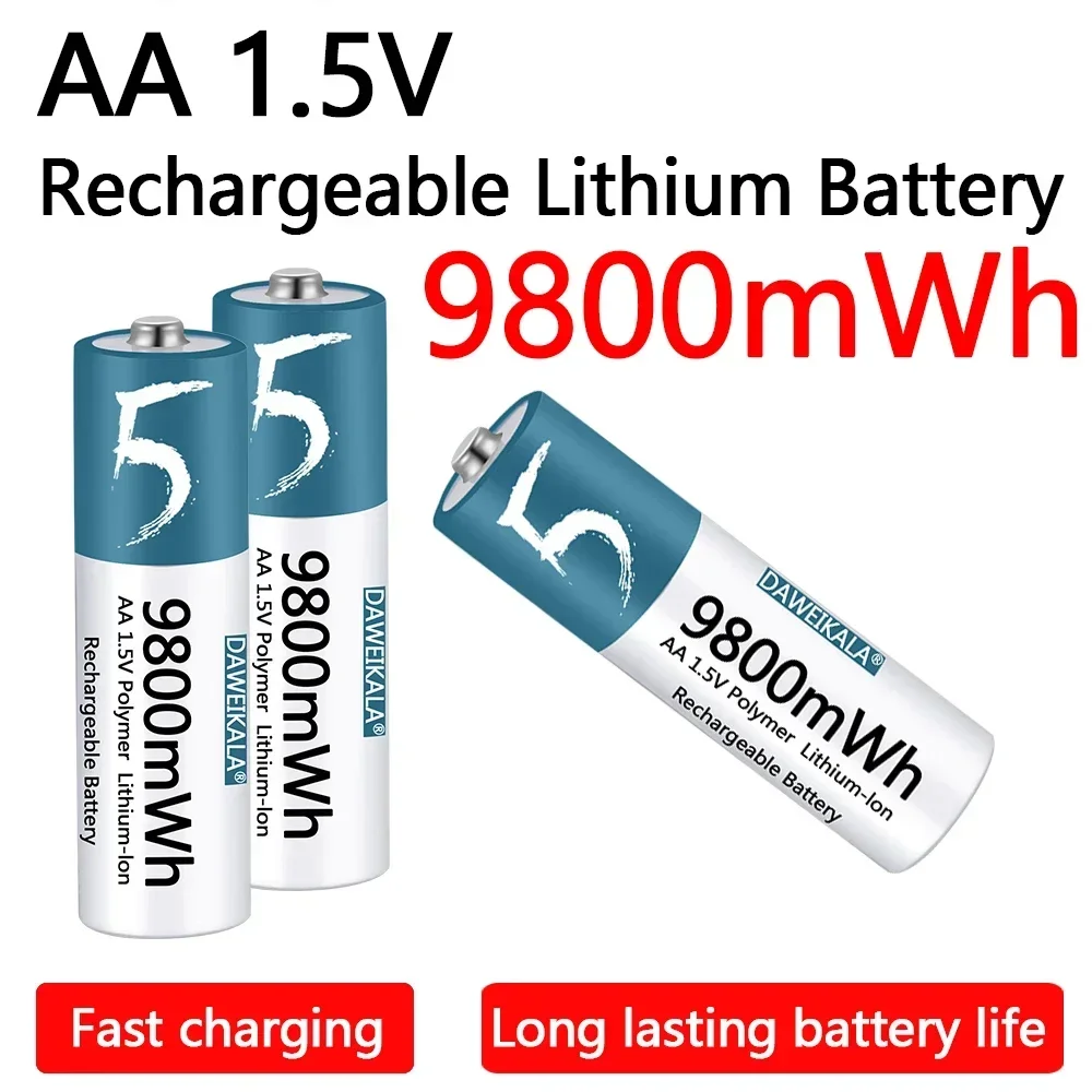 AA Battery 1.5V Li-ion AA Rechargeable Battery 9800mWh AA Lithium-ion Battery for remote control mouse small fan Electric toy