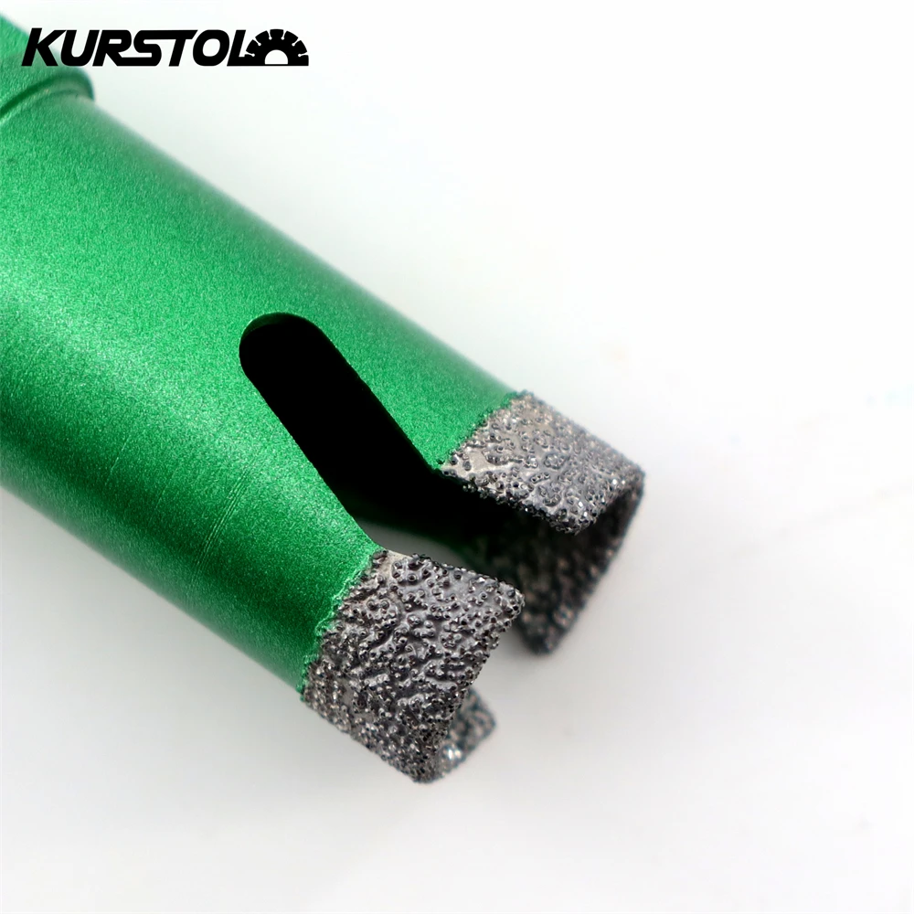 KURSTOL 10pcs M14 Thread Diamond Core Drill Bits+10mm Finger Milling Bit 50mm Chamfer Bit HEX Adapter With Aluminum Box For Tile