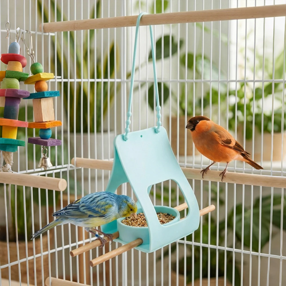 Comedero colgante para pájaros con perchas, impermeable para balcón y jardín - imagen 5
