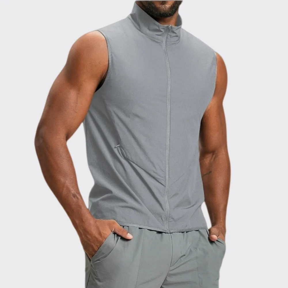 Half Zip Tank Top Men Gym Sleeveless Sport Shirt Quick Dry Printing Sportswear Fitness Bodybuilding Compression Vest Workout Top