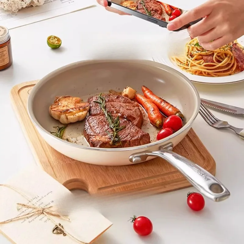 

Ceramic Flat Bottomed Pan, Non Stick Small Frying Pan, Household Pancake, Fried Egg, Steak Special Pan