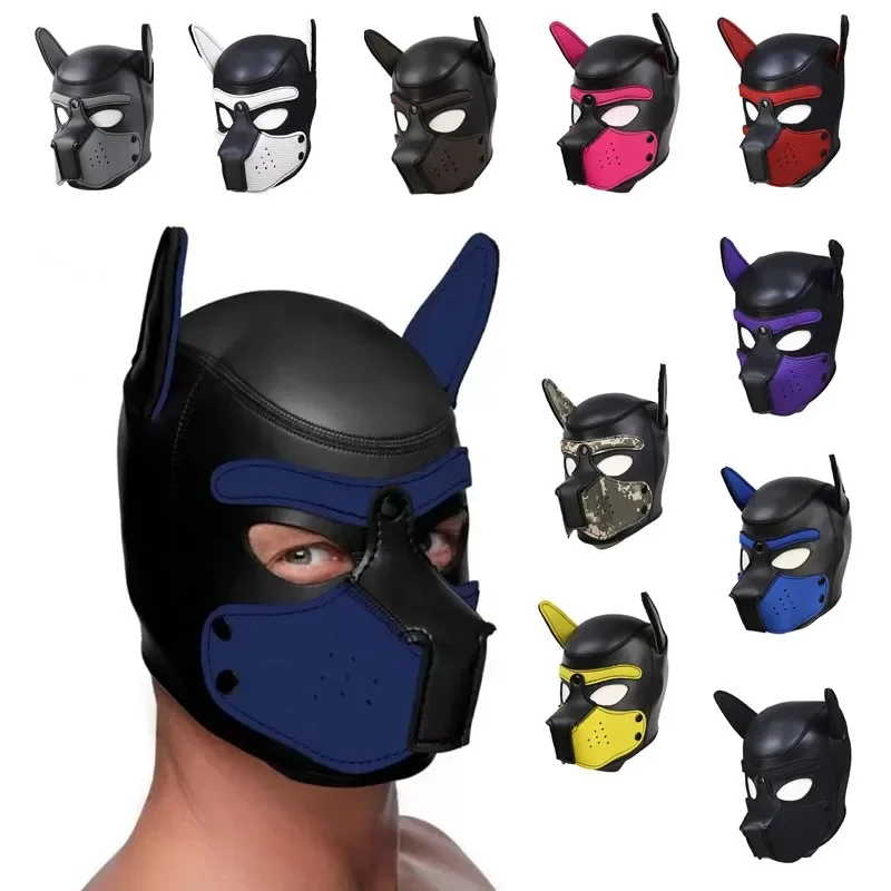 Fetish Dog Slave Puppy Play Neoprene Hood Adult Games 10 Colors Full Head Bondage Restraint BDSM Mask Hood Sex Toys for Men Gay