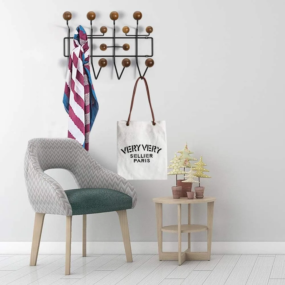 Practical Coat Rack Hang It All Wall Hanger Coat Rack Solid Walnut Wooden Balls Wood Modern Wall Mounted Coat Hooks