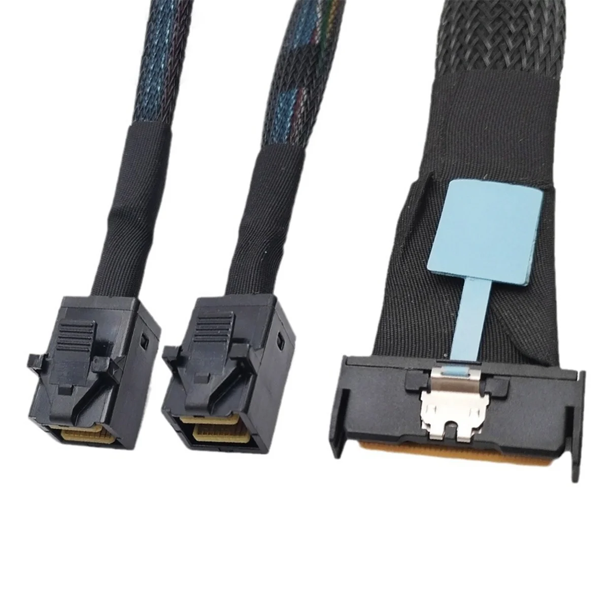 كابل محول الخادم 0.8 متر Slimesas MCIO 8I إلى 2xSFF-8643 MINISAS كابل محول مريح متعدد الوظائف لبيانات الخادم