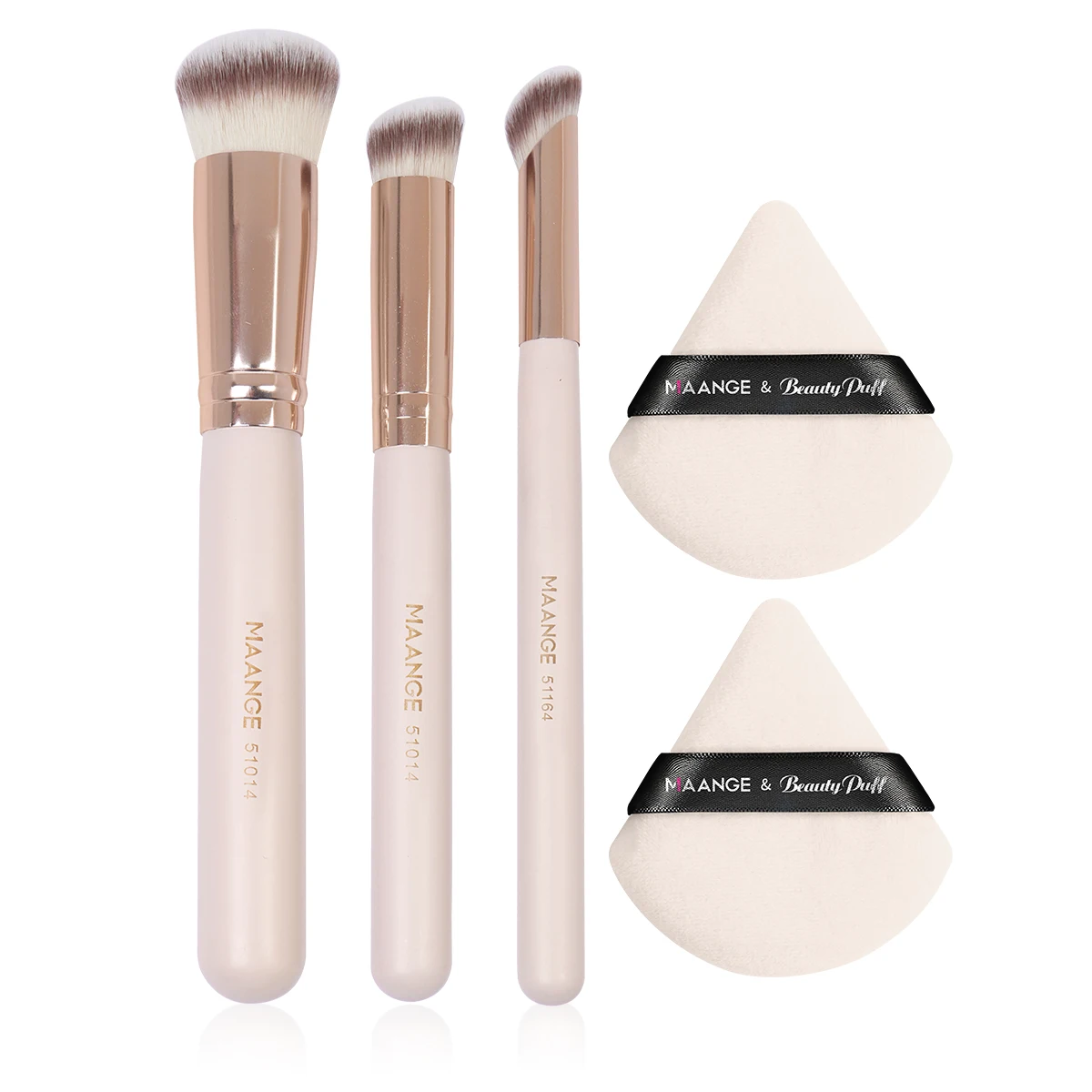 

Maange 3Pcs Makeup Brushes + 2Pcs Triangle Powder Puff Set Concealer Eye Shadow Makeup Brush Blending Cosmetic Beauty Tools
