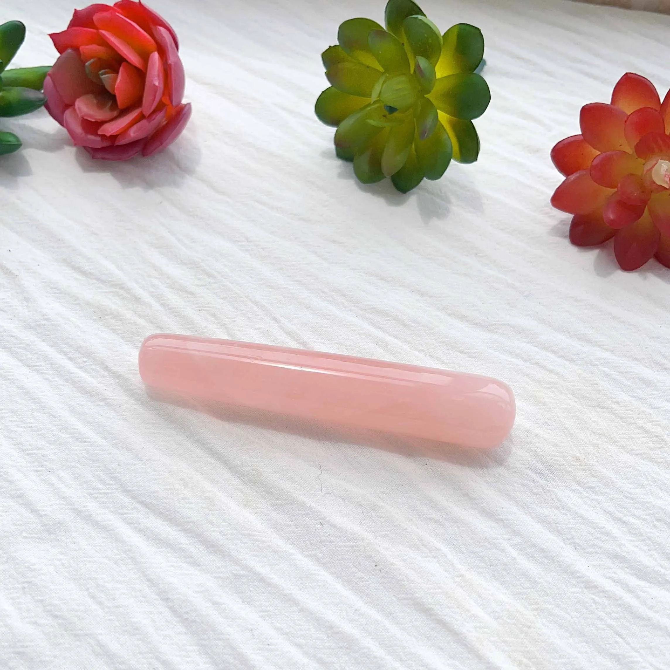 1pc Hibiscus Powder Natural Rose Quartz Yoga Body Hand Massage Facial Part Magic Wands Gem Crafts Pleasure Wand Stone Gifts