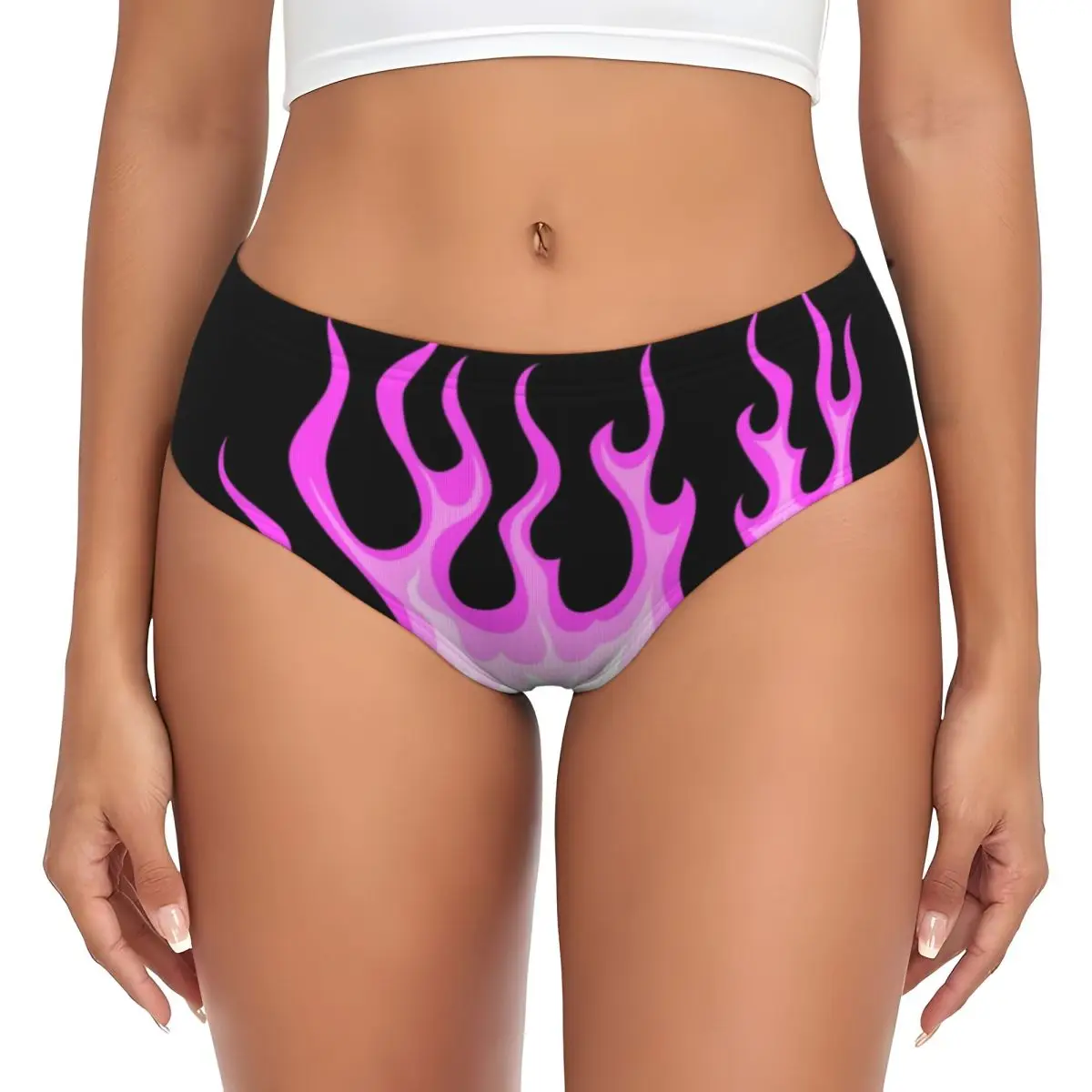 Benutzerdefinierte Damen Pink Hot Fire Racing Flames Höschen Stretch Slips Unterwäsche