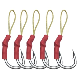 5pcs Fishing Hooks High Carbon Steel Assist Hook Barbed Single Enhanced Bold Jig Slow Fishhook For Bass Persa Tackle
