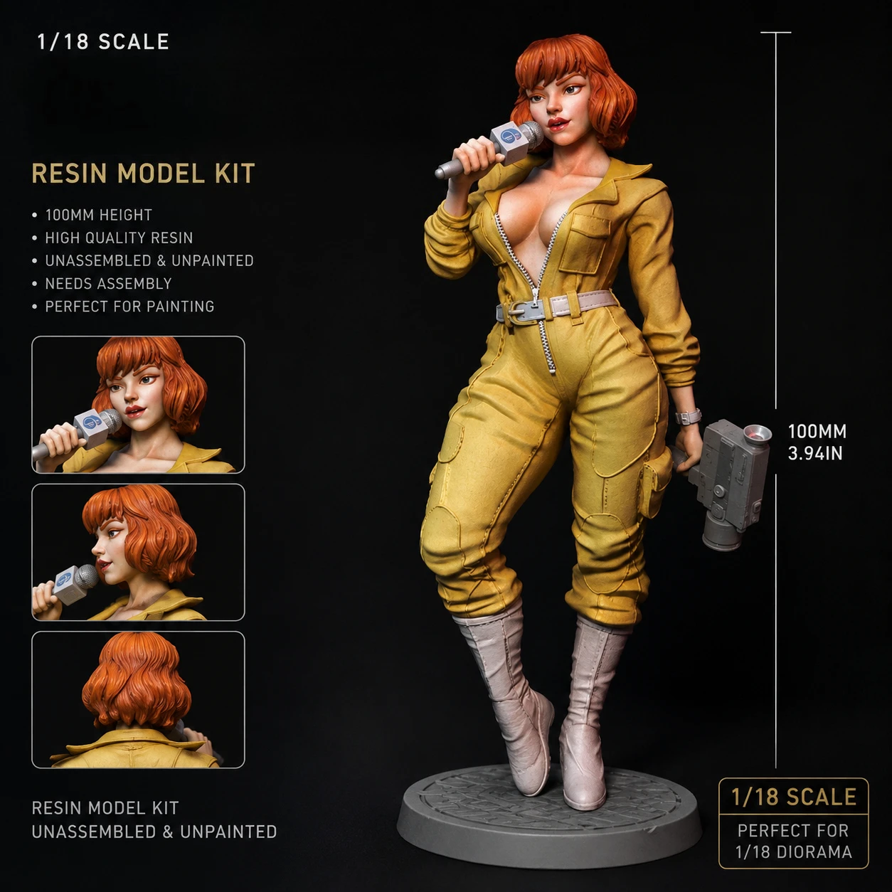 1/18 Scale Resin Figure Head Sculpt Anime Female Girl Statue Garage Kit Unassembled 100mm Model