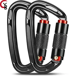 YANBIGUO 2/3 D Shaped Auto Locking Climbing Carabiner Clips,Twist Lock,Heavy Duty Carabiners for Rock Rappelling, Mountaineering