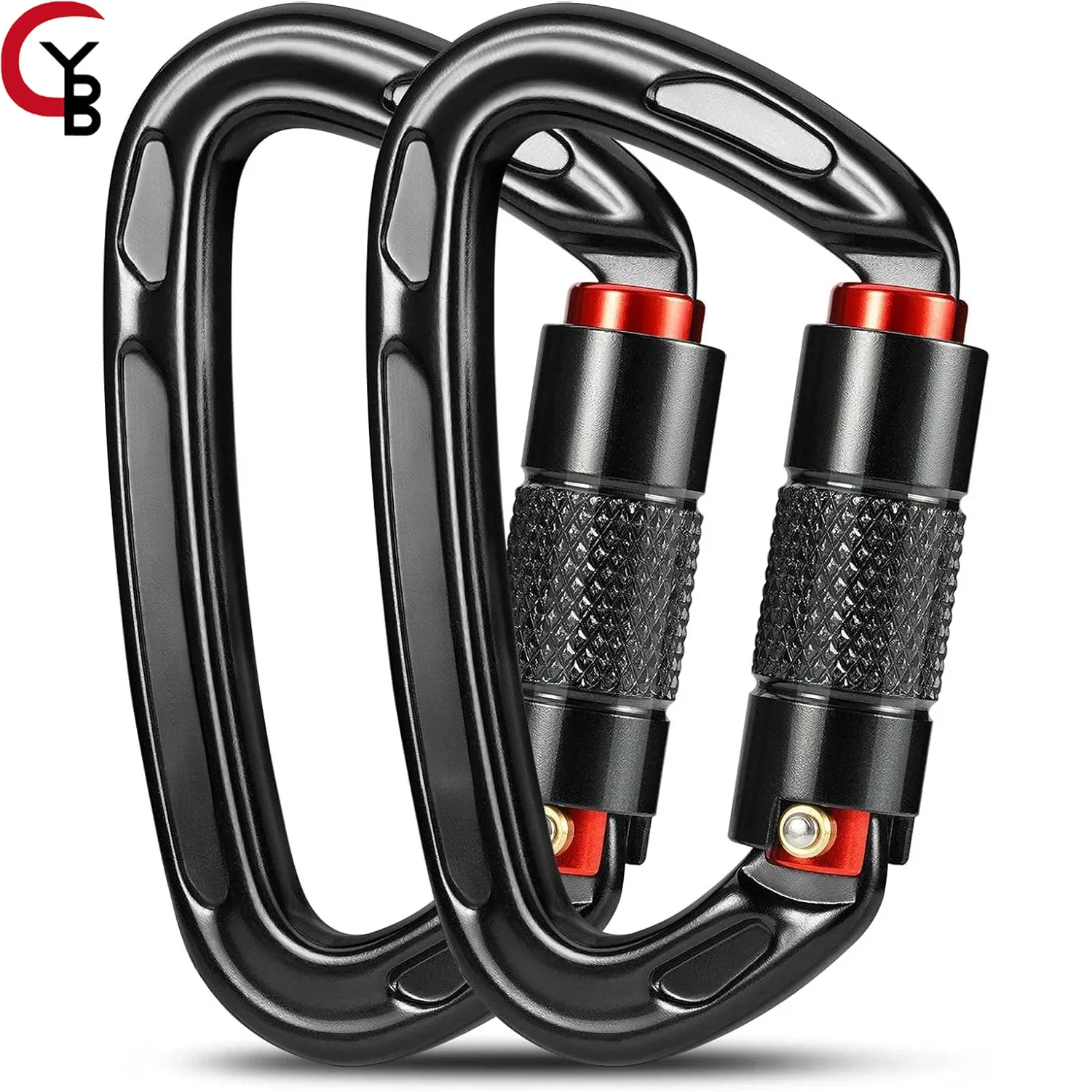 2 Pcs D Shaped Auto Locking Climbing Carabiner Clips,Twist Lock,Heavy Duty Carabiners for Rock Rappelling, and Mountaineering