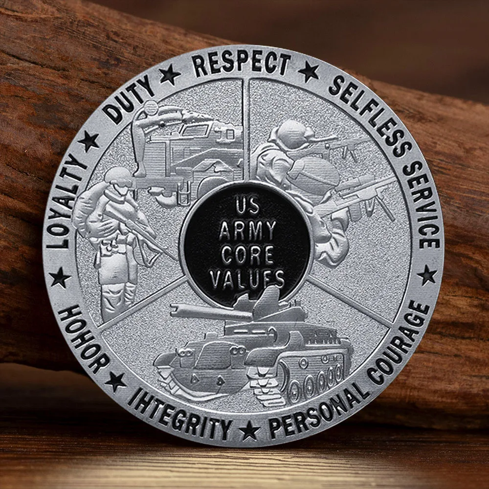 World War II U.S. Army Core Values Copper Plated Challenge Coin Badge Peace Medal Artwork Collection Coins