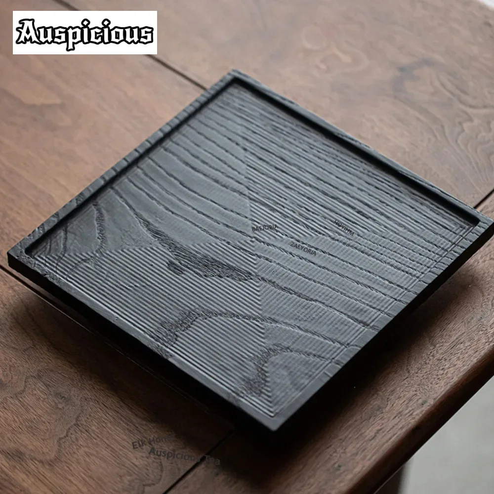 Zen Charcoal Burn White Wax Solid Wood Tea Tray Black Dry Foam Tray Table Pot Base Teaware Support Holder Kungfu Tea Accessories