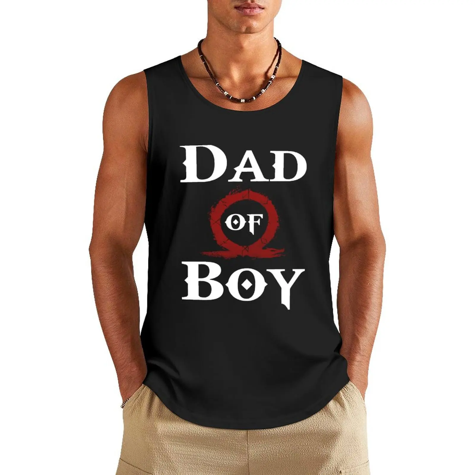 Dad of Boy Tank Top Japanese t-shirt T-shirt male men gym bodybuilding for men