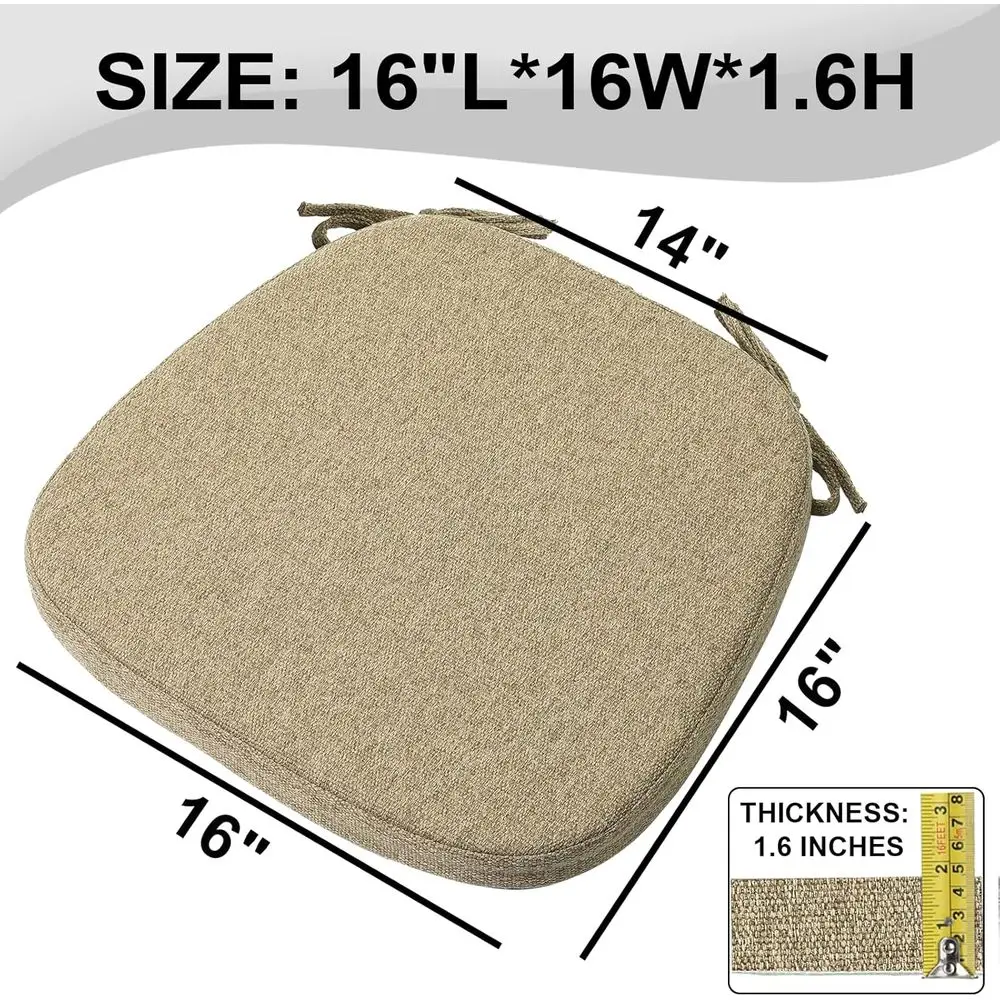 Set di 6 cuscini per sedie in memory foam a forma di U in lino per sala da pranzo, 16 cuscini per sedili da cucina antiscivolo