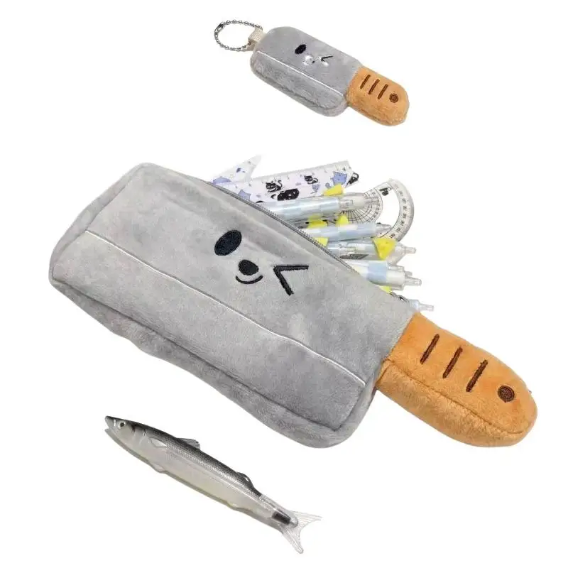 New Creative Simulation Knife Plush Pencil Case Stationery Supplies Large Capacity Storage Bag Student Desk Organization