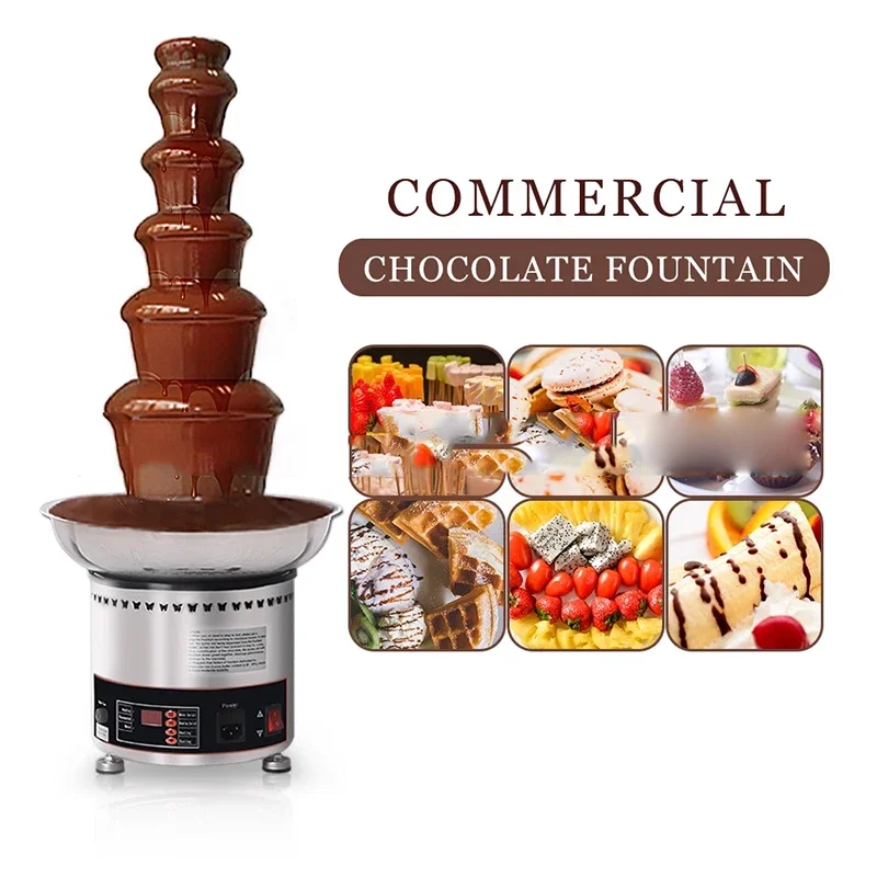 7-Layer Electric Chocolate Fountain Machine Stainless Steel Hotel Buffet Commercial Chocolate Melting Fountain