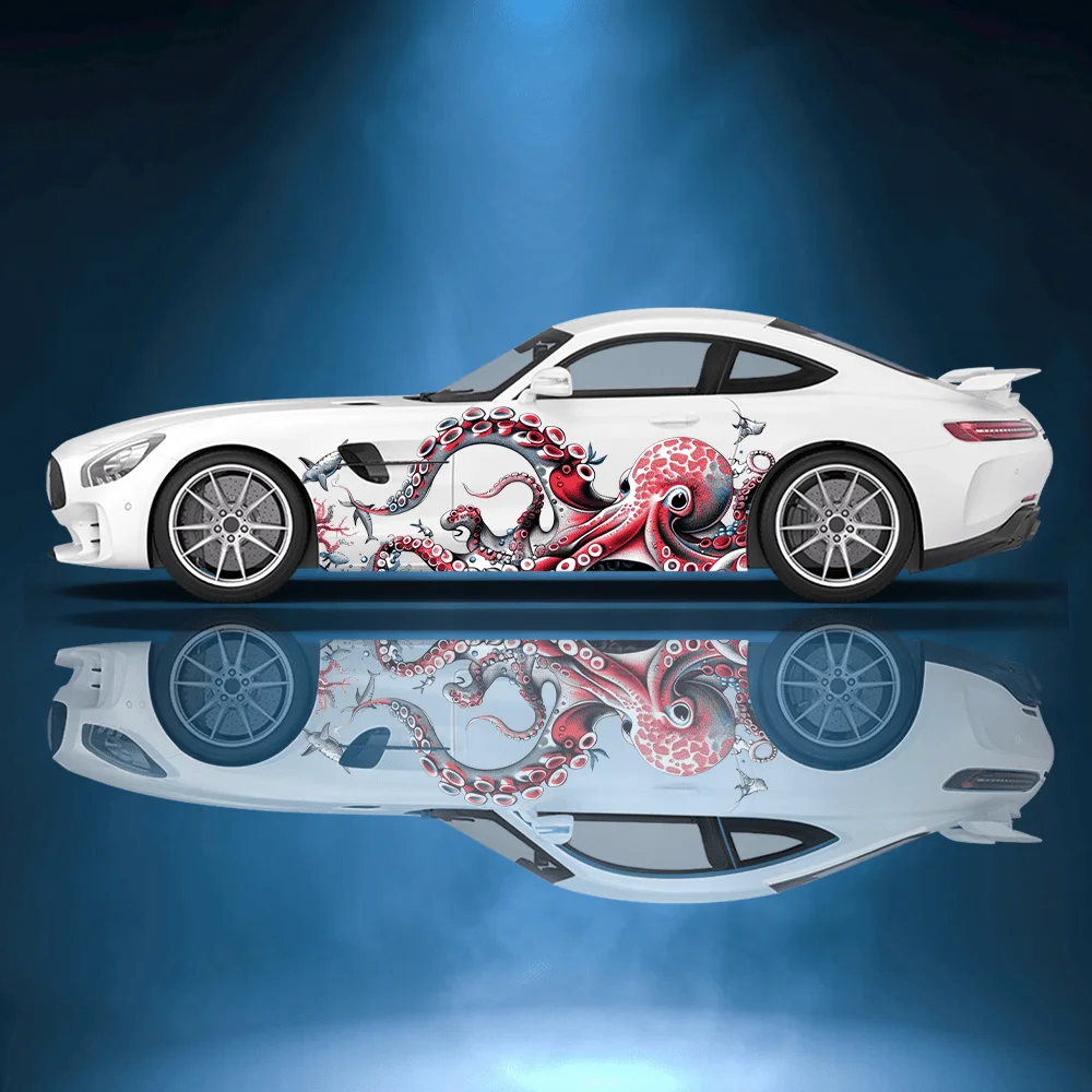 

Octopus Car Sticker with Multiple Tentacles; Full-body Floral Decoration Covering Scratches; Waterproof Car Sticker