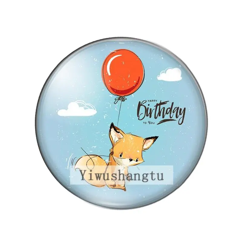 Cute animals little fox painting  8mm/10mm/12mm/18mm/20mm/25mm Round photo glass cabochon demo flat back Making findings ZB0543