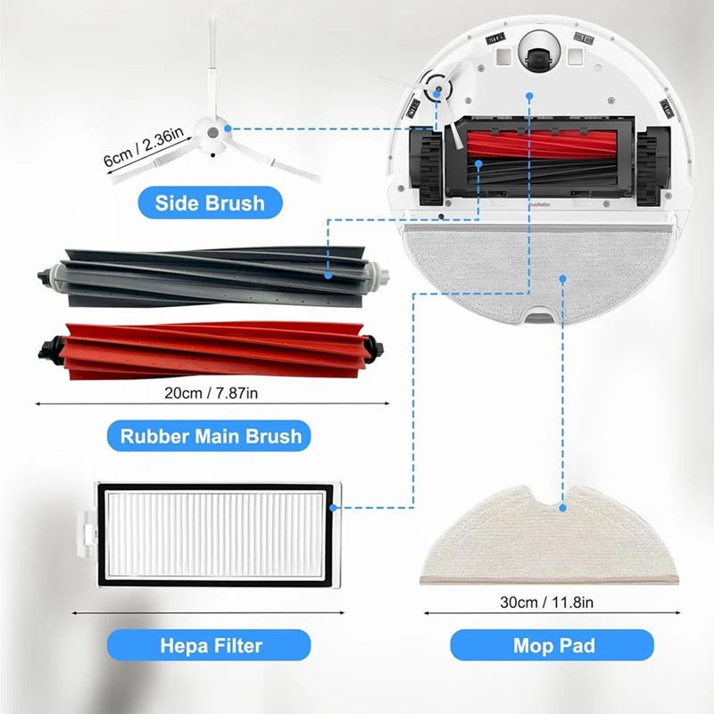 قطع غيار مكنسة كهربائية Roborock ، مرشحات فرشاة دوارة ، Q8 Max ، Q5 Pro ، Q8 Max