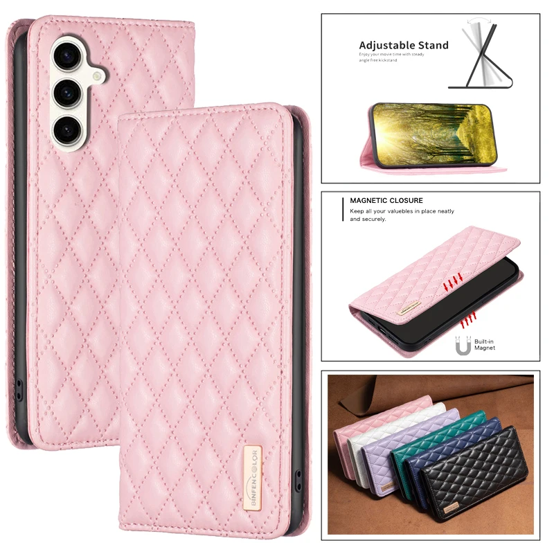 

Wallet Leather Magnetic Phone Case For Samsung Galaxy S24 FE S23 Ultra S22 Plus S23FE S24FE 5G Cqoue Skin Friendly Flip Cover