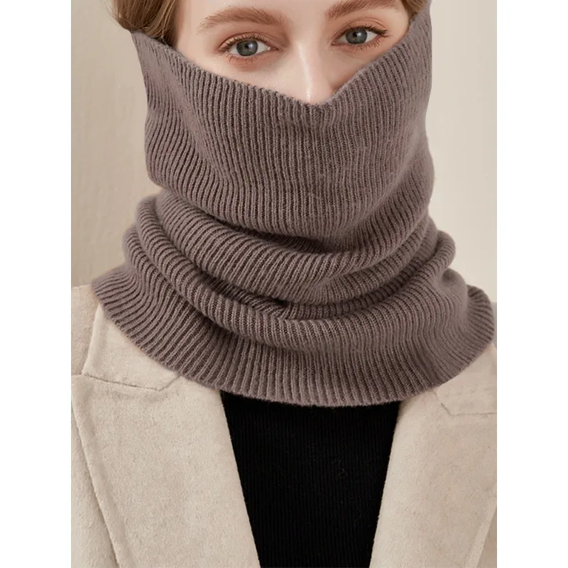 

Шерстяная повязка на голову для женщин, теплый толстый вязаный шарф на осень и зиму, мужская модная защитная маска для шеи, цельный шарф