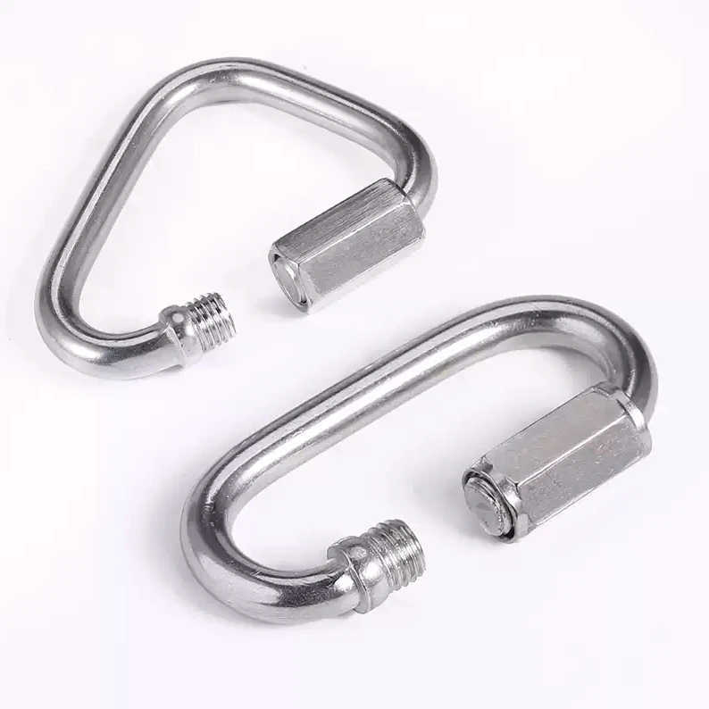 304 Edelstahl Oval-Dreieck-Karabinerhaken Schnellverbindungsseilverbinder für Anhänger, Schaukelhängematten, Kabel und Camping – Detail 9