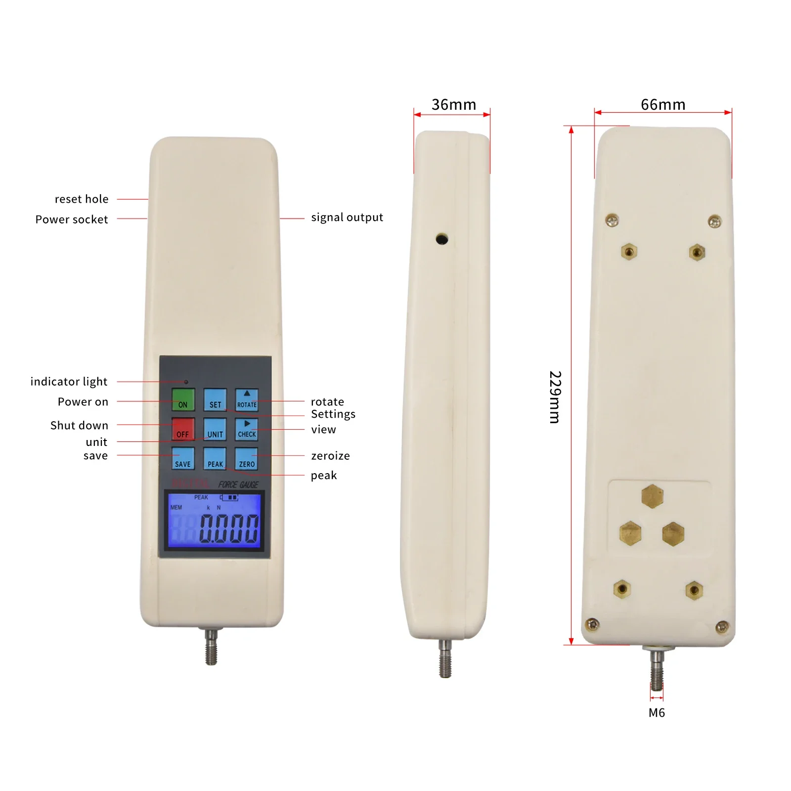 High Accuracy 1000N Digital Load Cell Force Meter Push Pull Measurement Instrument for Force Measuring