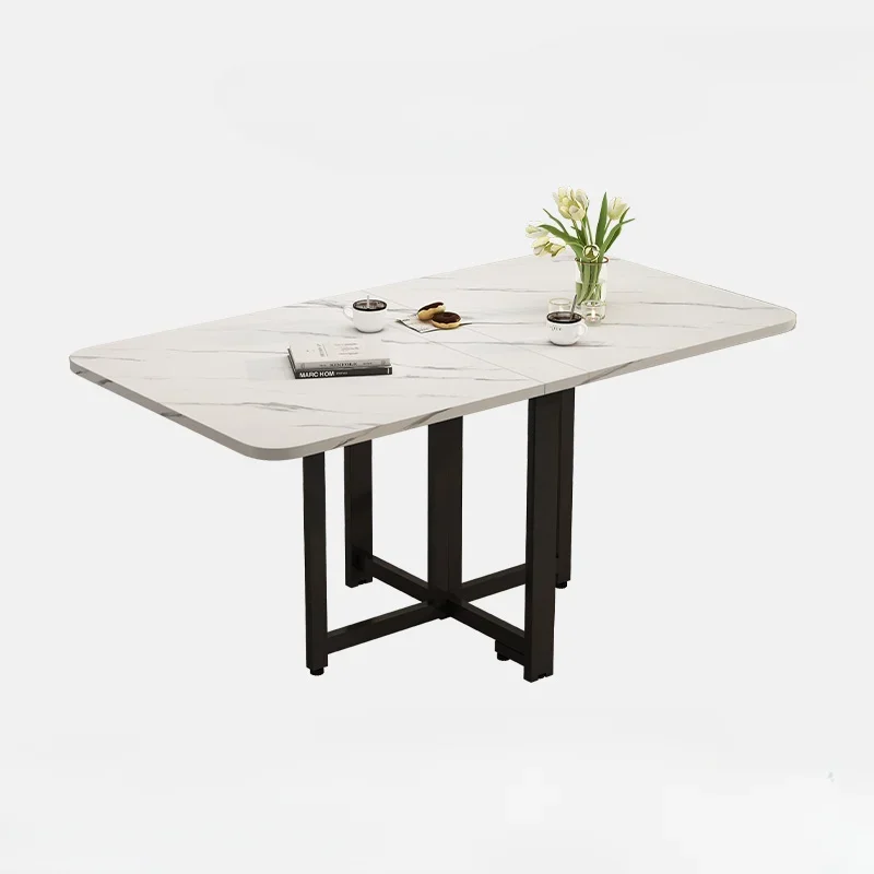 Folding Dining Table Home Ultra-thin Multifunctional Island Kitchen Table Elegant Luxury Rectangular Imitation Home Furniture