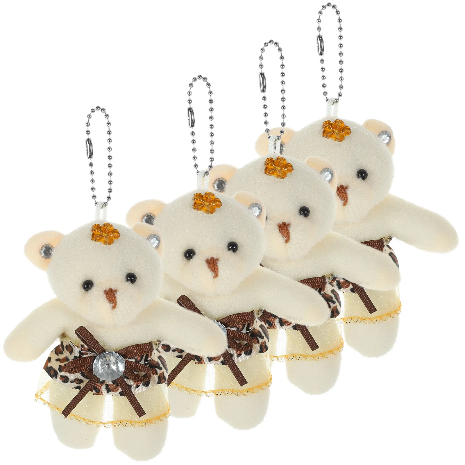 

4Pcs Wedding Bouquet Bear Lovely Pendant Ornaments Mini Cotton Bear Accessories DIY Bouquet Decoration Supplies