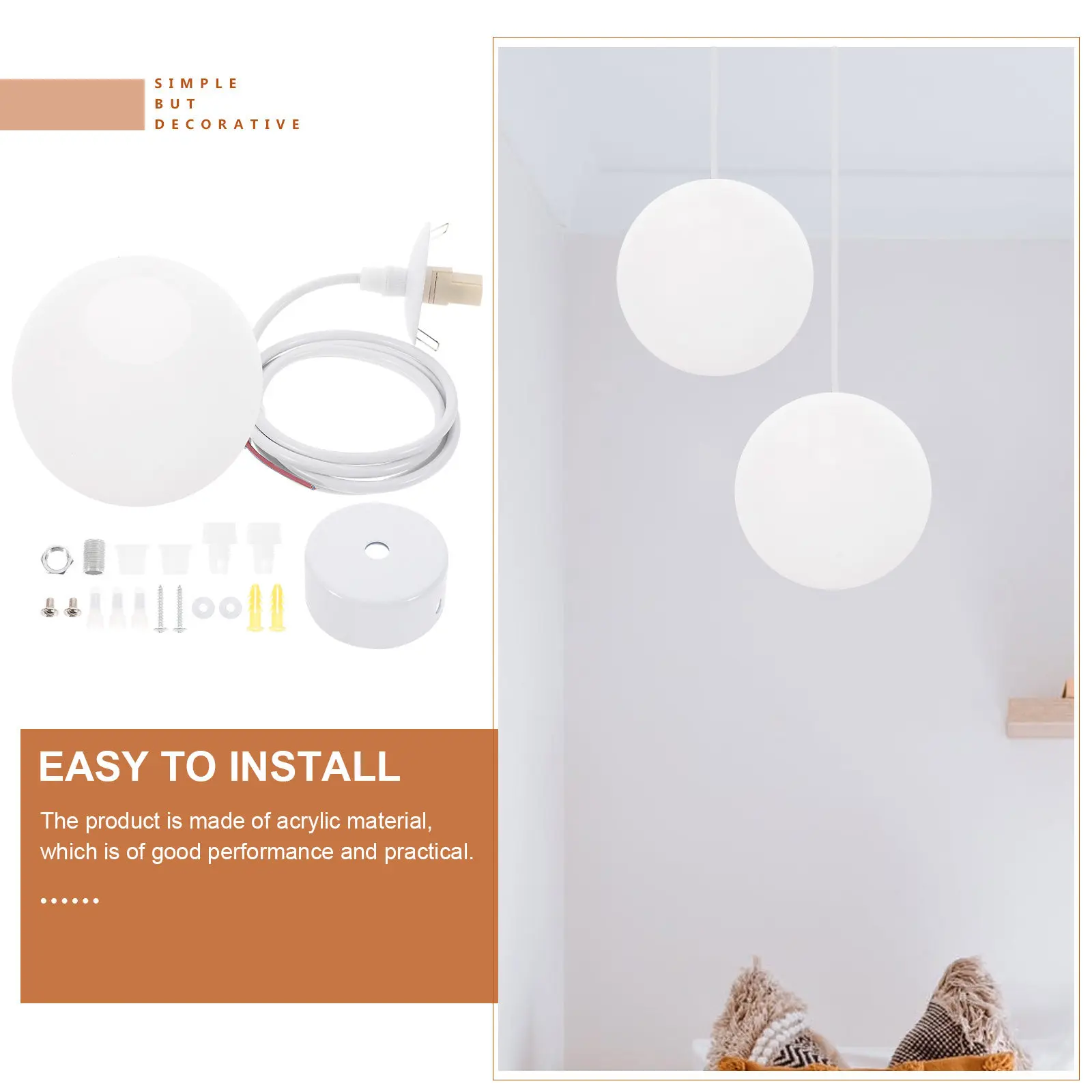Fashionable Round Pendant Light Ceiling Lamp with Fine Workmanship Acrylic Construction for Living Room Dining Hall Office Bar