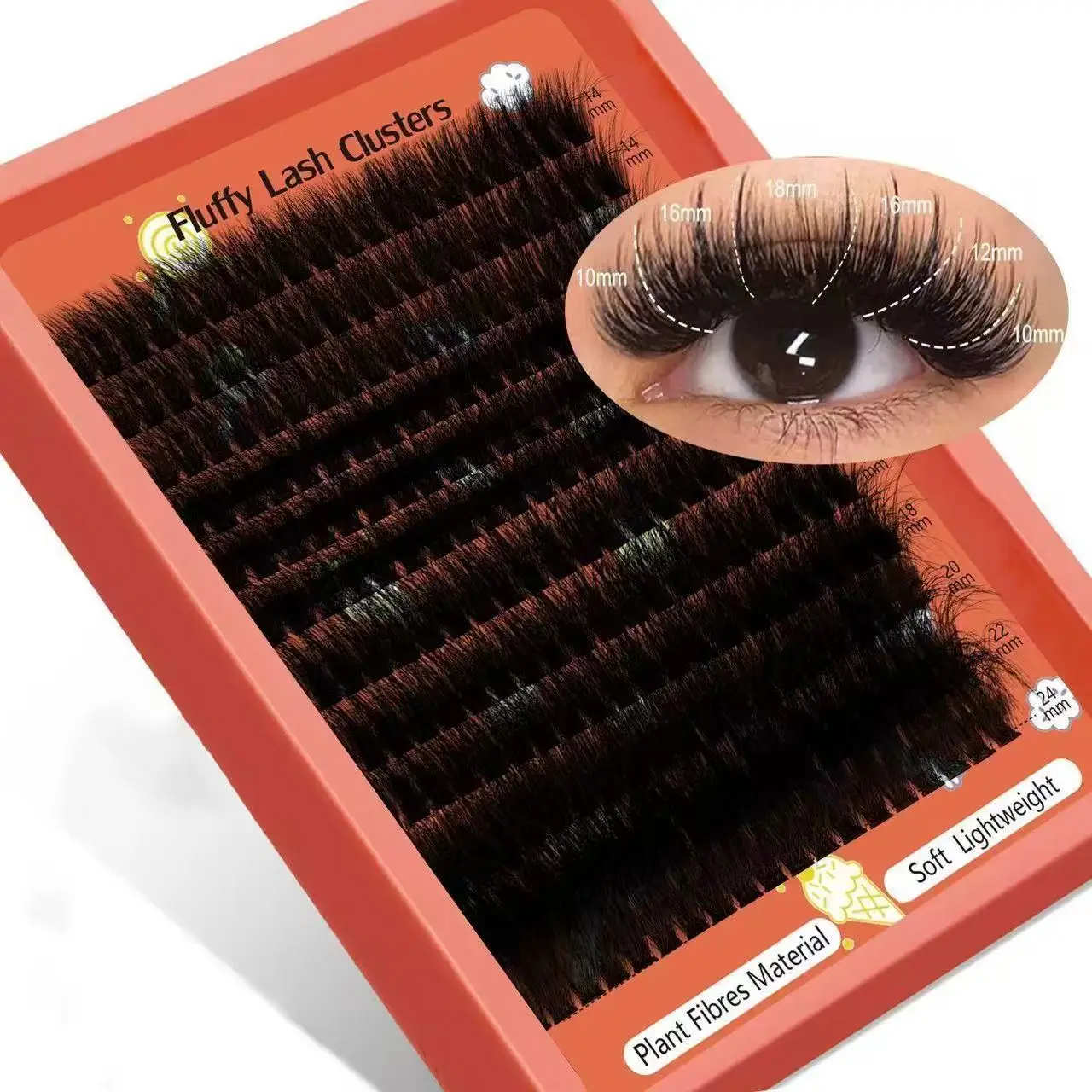 8D Fluffy Cluster Wimpern 80D-100D D Curl 0,07mm 14-22mm Gemischte DIY-Extensions Volumen Wiederverwendbar für Make-up-Anfänger