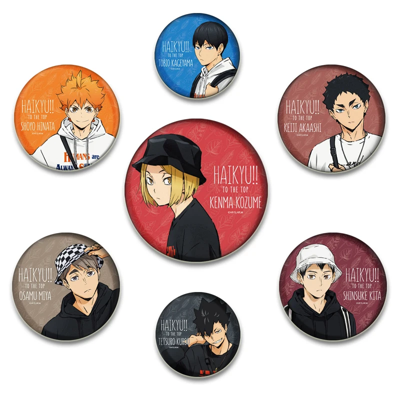 Anime Haikyuu!! Badge Manga Figures Icons Pin Round Soft Button Backpack Clothes Decoration Brooches for Bag DIY Jewelry Gifts