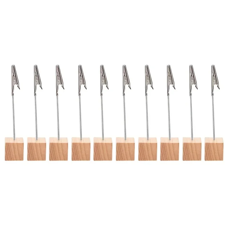 Natural Pine Wood Modern Minimalist Memo Clips – Assorted Crocodile-Shaped Iron Note Holders, Creative Photo and Business Card