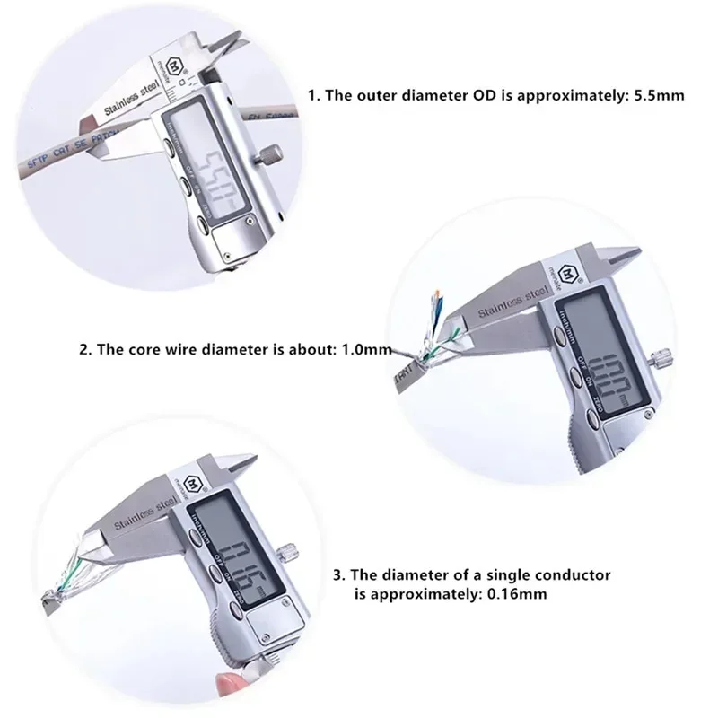 Ethernet Cable Cat5e Cabo Tester RJ45 Networking SFTP Cat 5e Internet Lan Patch Cord 26AWG Double Shielded Installation Wire