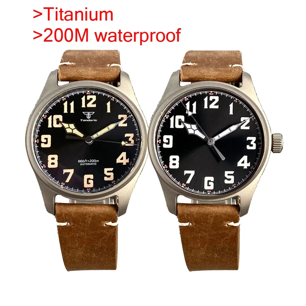 

Tandorio Titanium Watch Material Diver Automatic Watch Men Pilot Wristwatch NH35 PT5000 Movt Screw Crown Sapphire Rejor 39mm