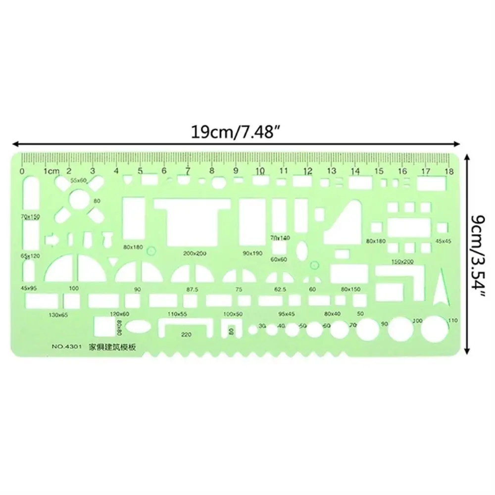 

Plastic Office Supplies Oval Circles Green Stencil Template Ruler Curve Ruler Geometric Ruler Drawing Ruler