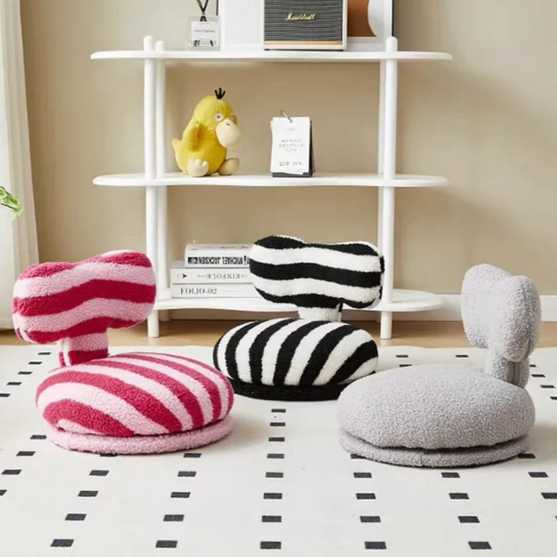 Home Use Rotatable Tatami Lazy Sofa for living room Colorful Lambswool Household Stool Round Chair with Backrest Pratical